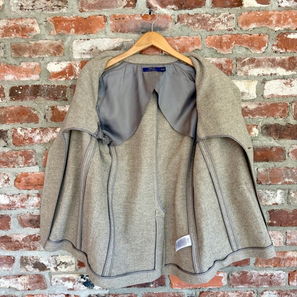 Polo Ralph Lauren Wool‎ Silk Blend Blazer Jacket Beige Tweed Size 12 - Picture 6 of 14